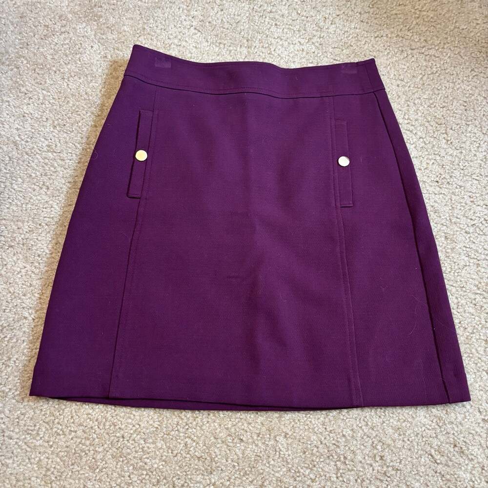 LOFT Purple Button Pocket Shift Mini Skirt Size 2